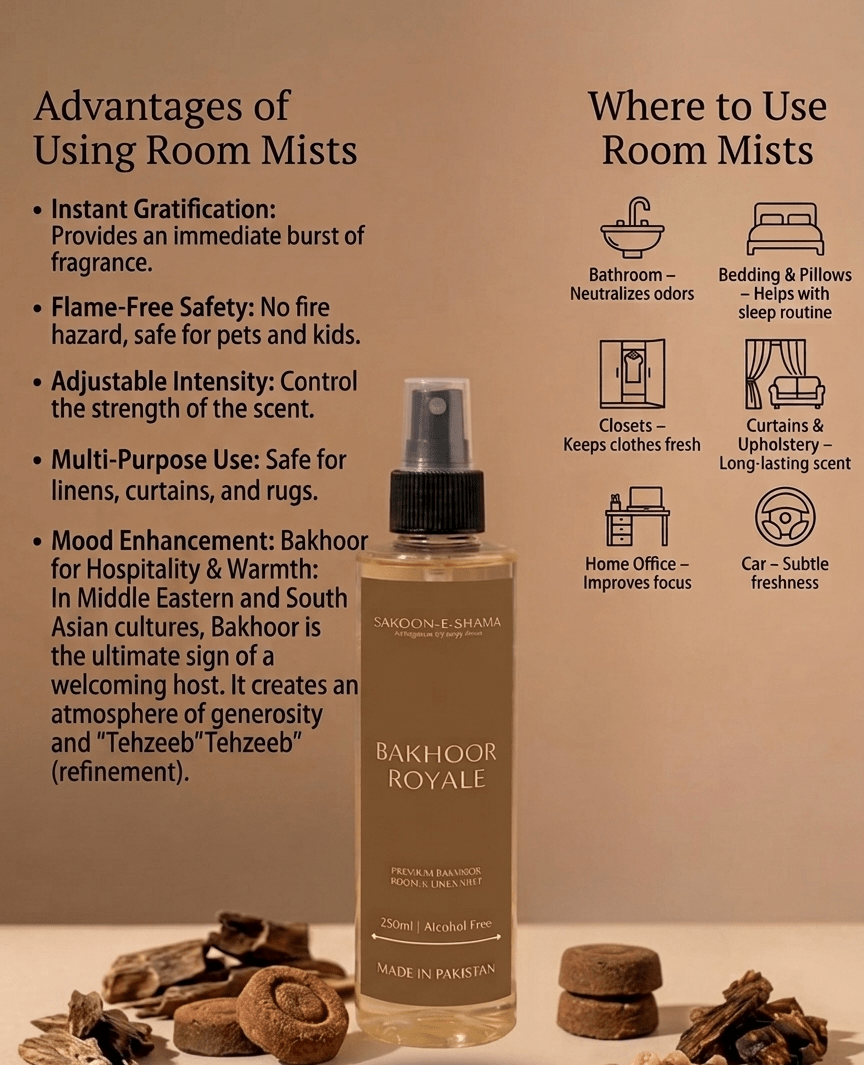 Bakhoor Royale - Bakhoor Room & Linen Mist - Room and Linen Mist - Sakoon e Shama