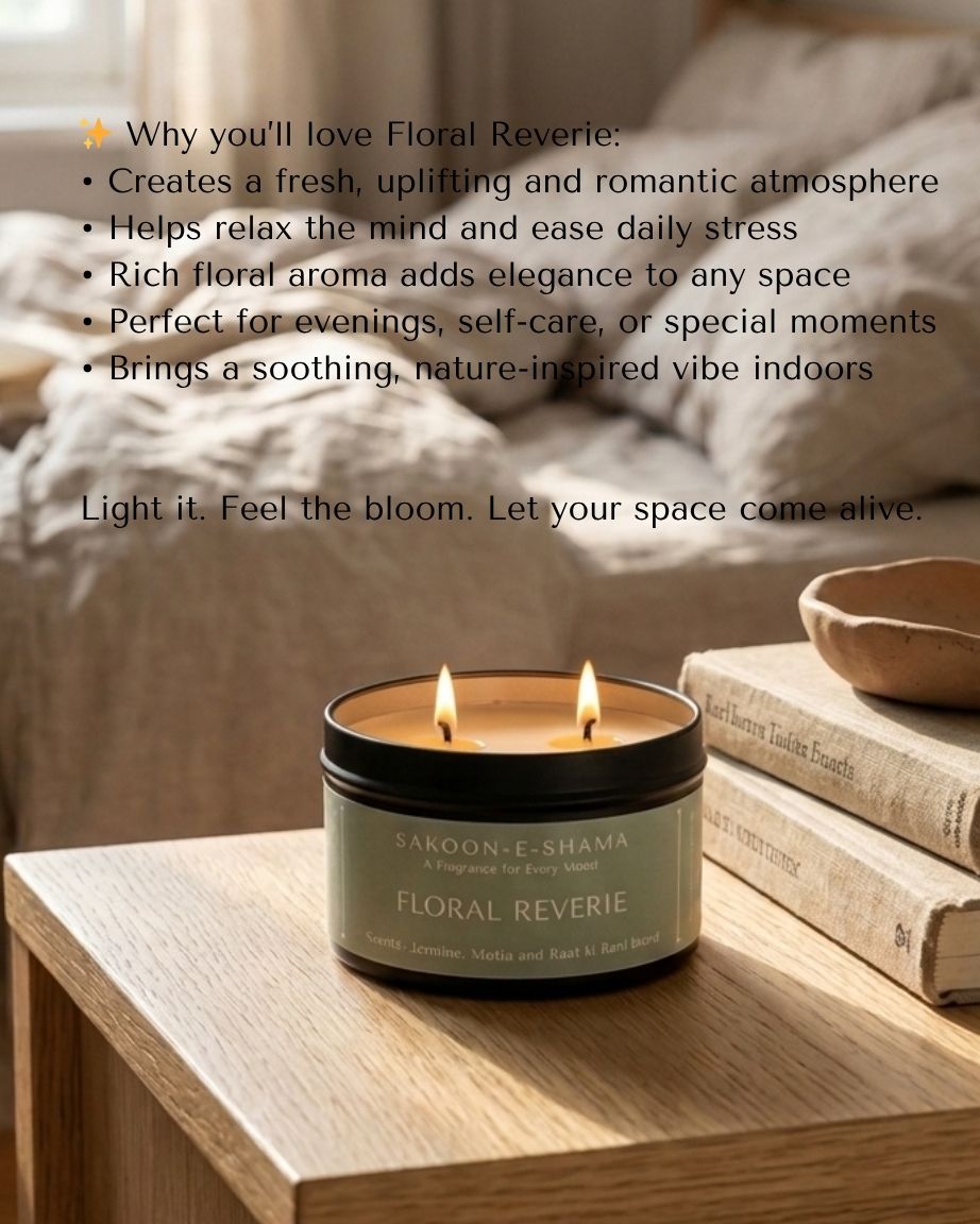 Floral Reverie - Jasmine, Motia & Raat ki Rani - Scented Candle - Sakoon e Shama
