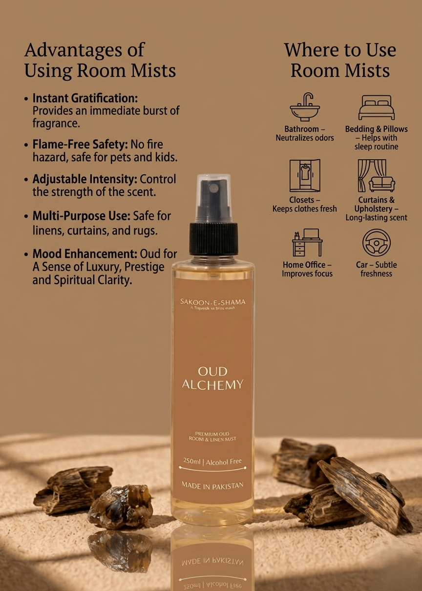 Oud Alchemy - Oud Room & Linen Mist - Room and Linen Mist - Sakoon e Shama