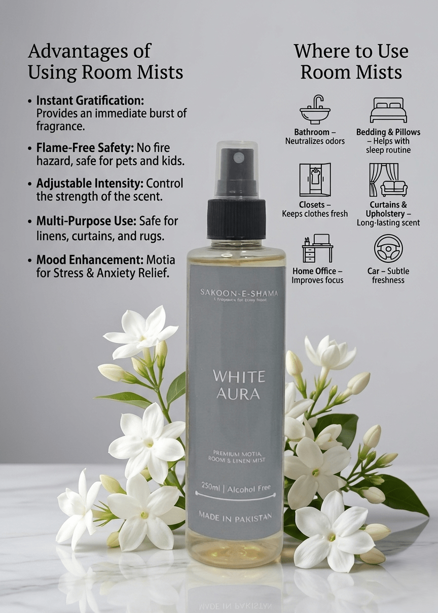 White Aura - Motia Room & Linen Mist - Room and Linen Mist - Sakoon e Shama